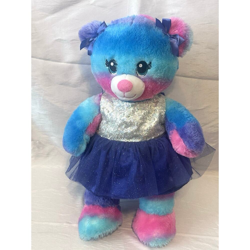 Build A Bear Workshop Ocean Treasures 16" Stuffed Plush Blue Pink Tiedye W/dress